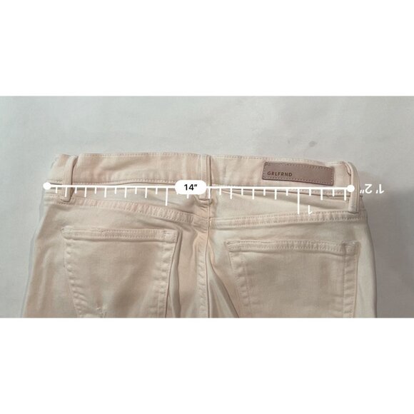 GRLFRND Button Fly Distressed Jeans in Cream - Picture 4 of 6